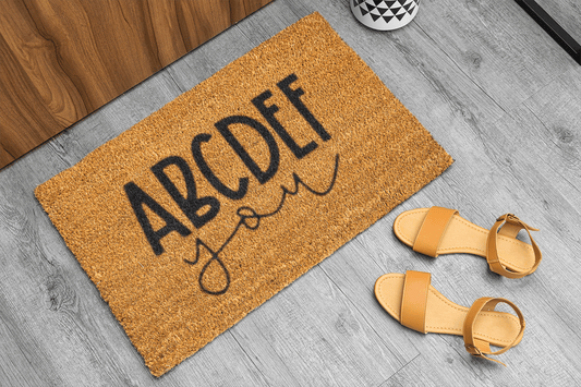 Personalized coir doormat handmade by Coco Matty.