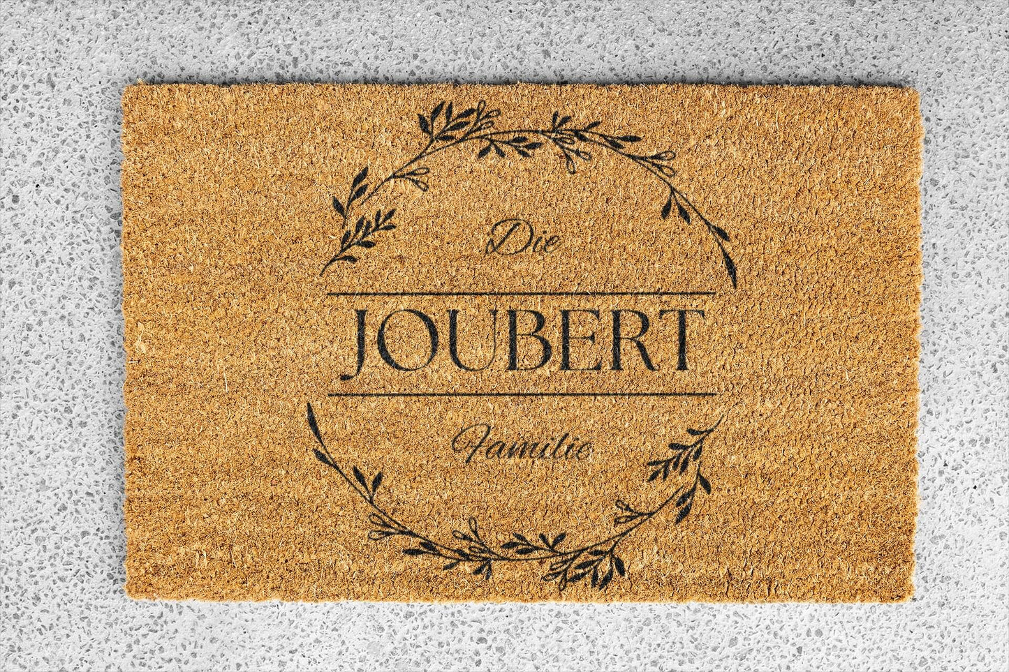 Personalized coir doormat handmade by Coco Matty.