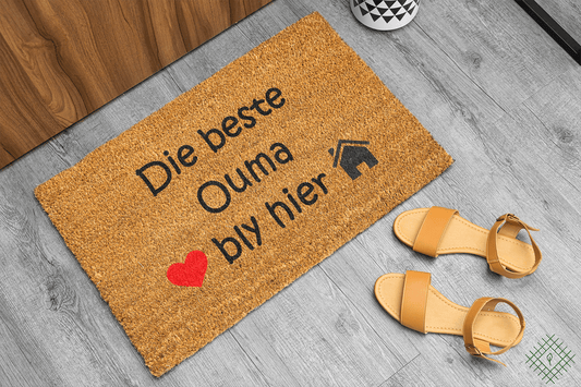Personalized coir doormat handmade by Coco Matty.