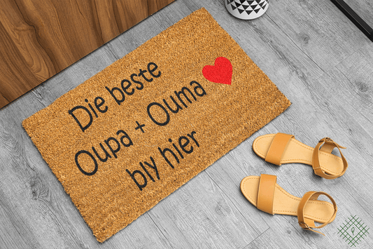 Personalized coir doormat handmade by Coco Matty.