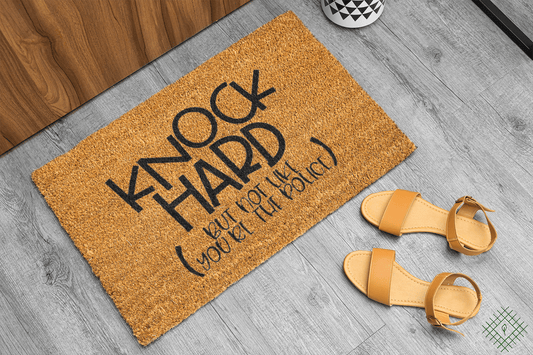 Personalized coir doormat handmade by Coco Matty.