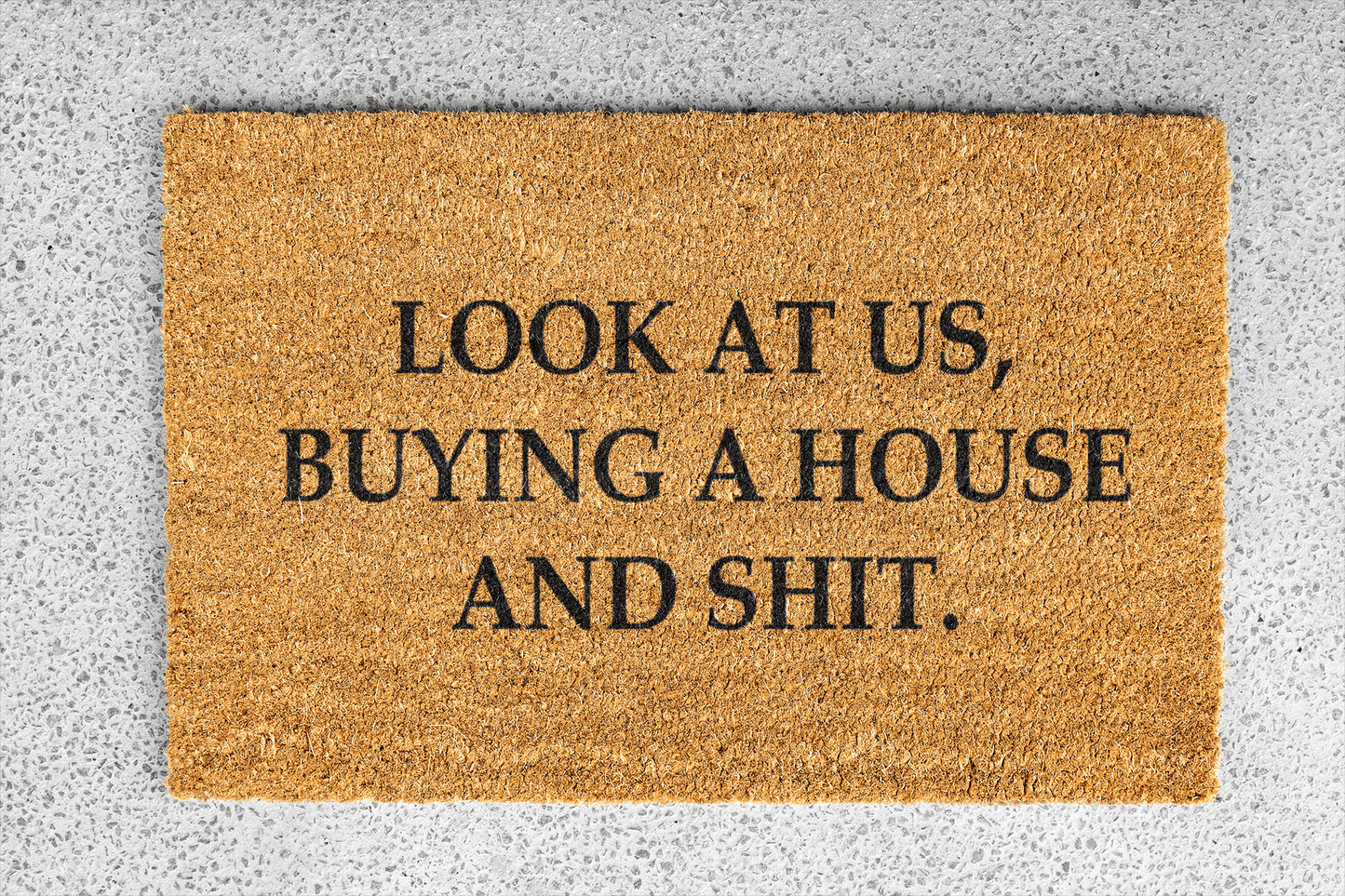 Personalized coir doormat handmade by Coco Matty.