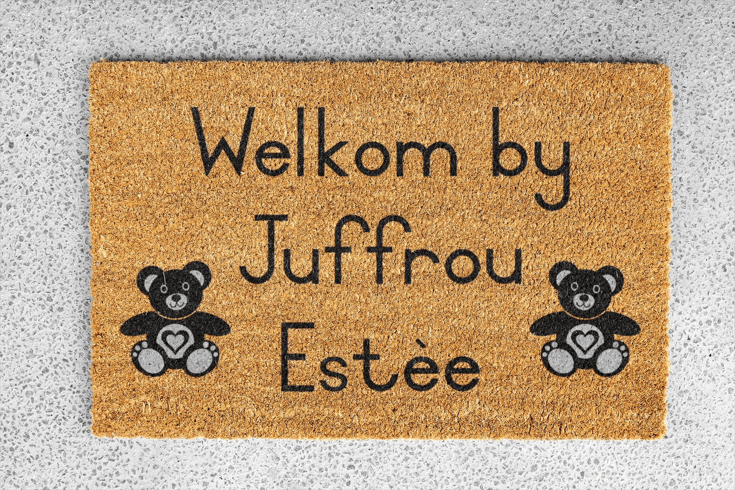 Personalized coir doormat handmade by Coco Matty.