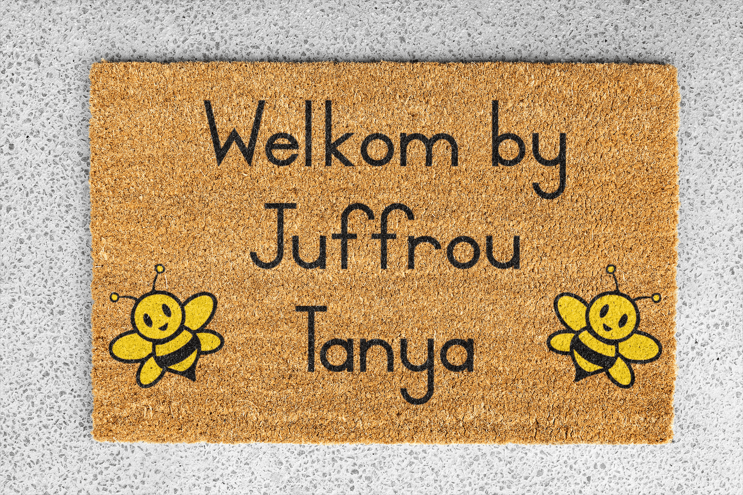 Personalized coir doormat handmade by Coco Matty.