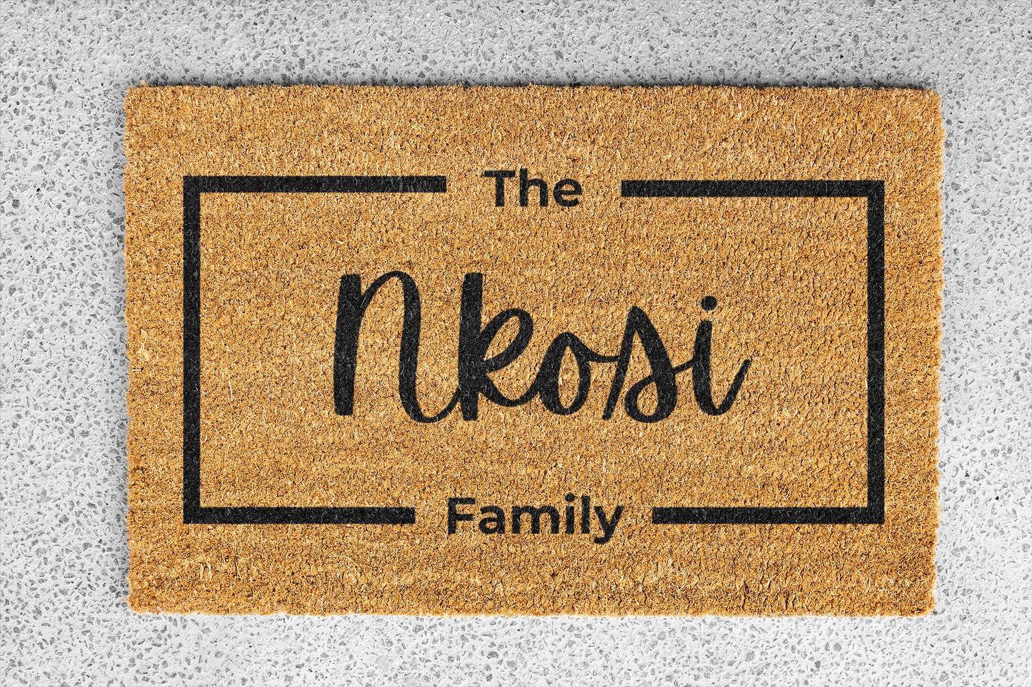 Personalized coir doormat handmade by Coco Matty.