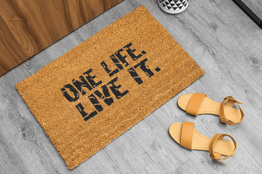 Personalized coir doormat handmade by Coco Matty.