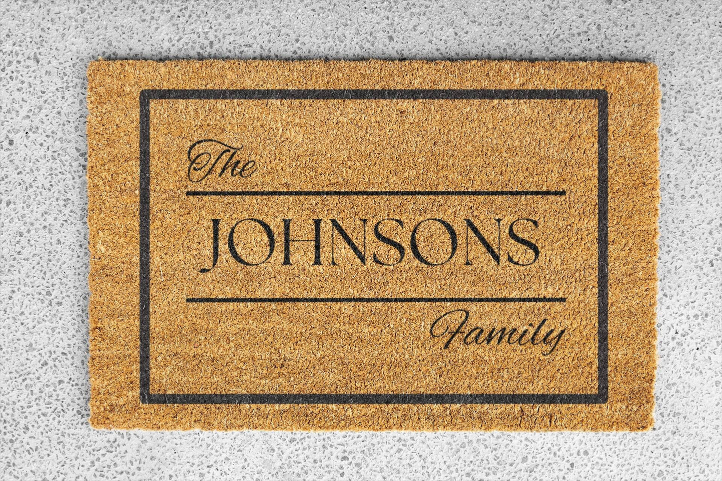 Personalized coir doormat handmade by Coco Matty.