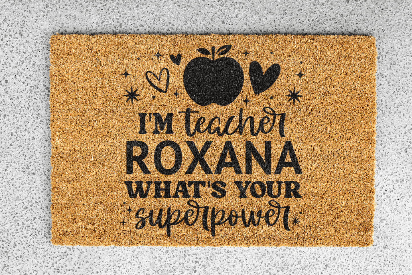 Personalized coir doormat handmade by Coco Matty.