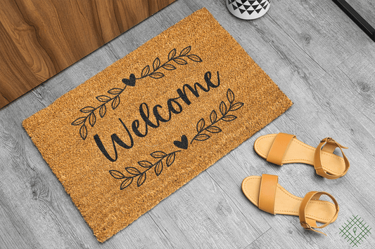 Personalized coir doormat handmade by Coco Matty.