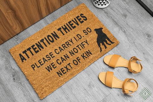 Personalized coir doormat handmade by Coco Matty.