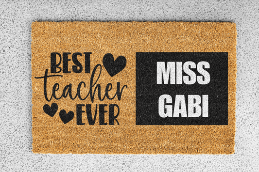 Personalized coir doormat handmade by Coco Matty.