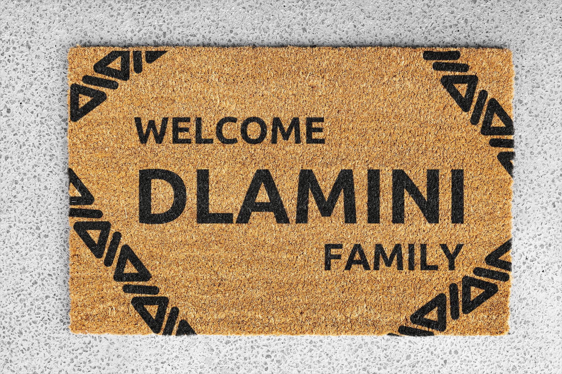 Personalized coir doormat handmade by Coco Matty.