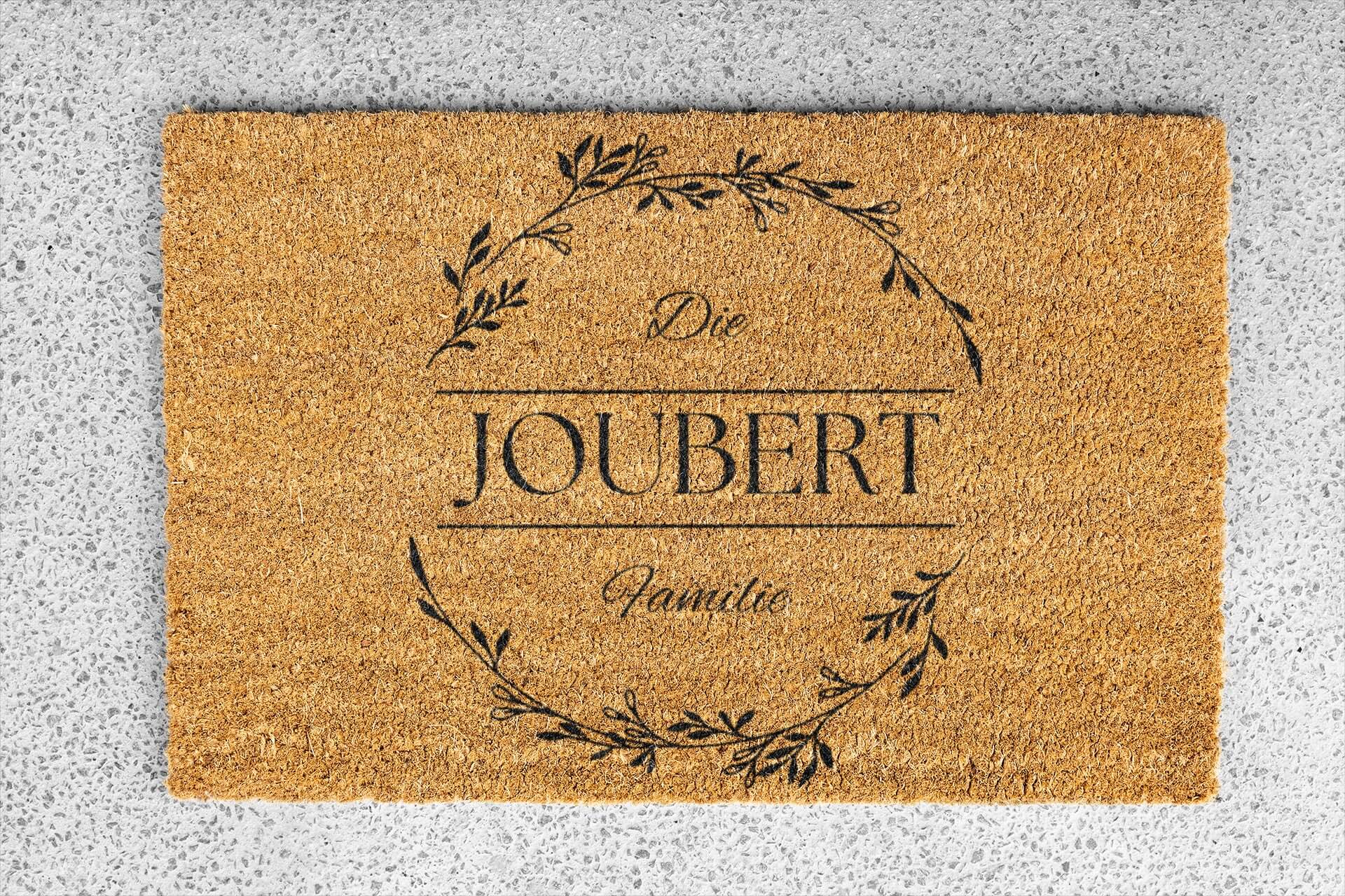 Personalized coir doormat handmade by Coco Matty.