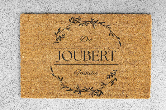 Personalized coir doormat handmade by Coco Matty.