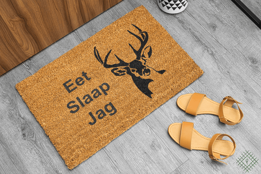 Personalized coir doormat handmade by Coco Matty.