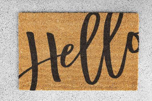 Personalized coir doormat handmade by Coco Matty.