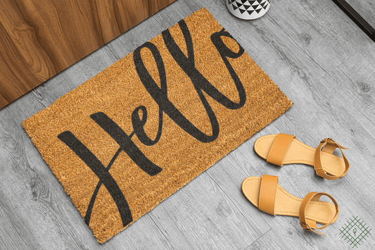 Personalized coir doormat handmade by Coco Matty.