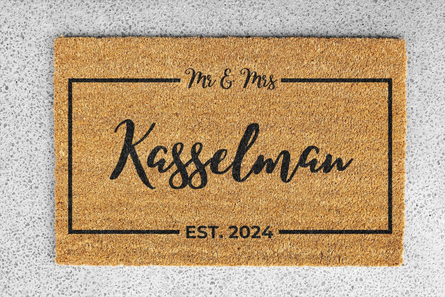 Personalized coir doormat handmade by Coco Matty.