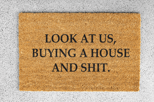 Personalized coir doormat handmade by Coco Matty.
