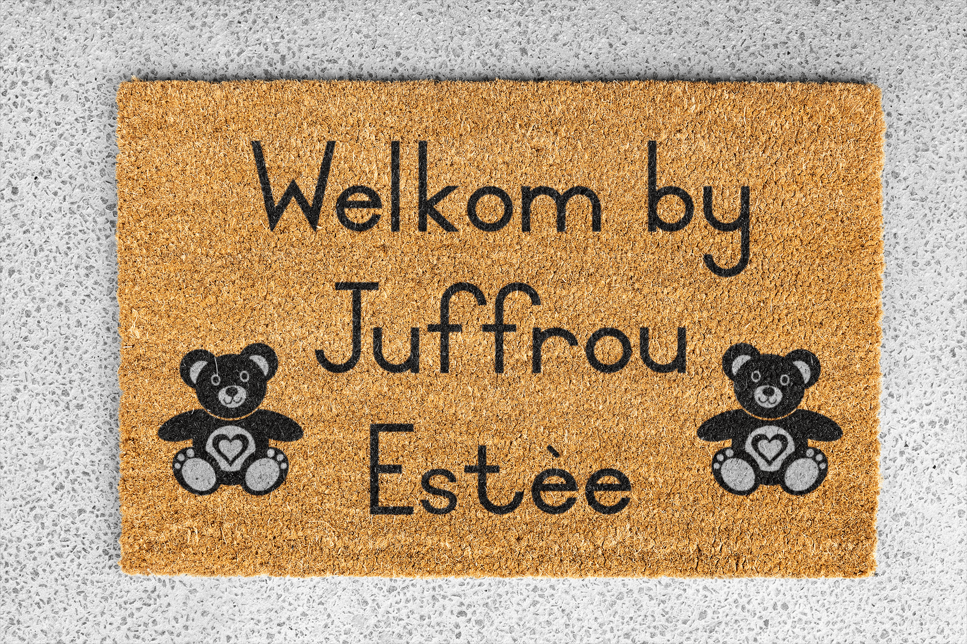 Personalized coir doormat handmade by Coco Matty.