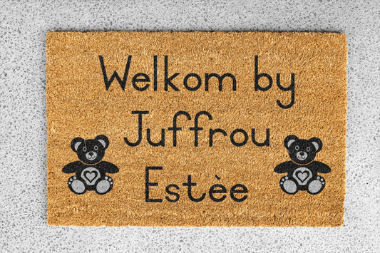 Personalized coir doormat handmade by Coco Matty.