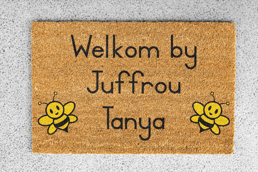 Personalized coir doormat handmade by Coco Matty.