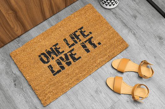 Personalized coir doormat handmade by Coco Matty.