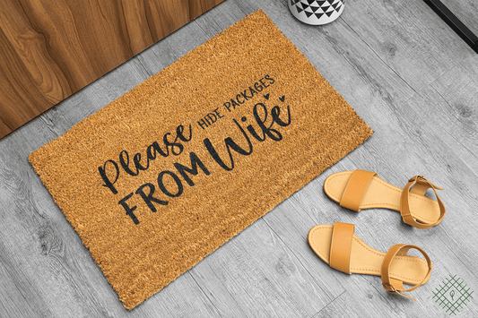 Personalized coir doormat handmade by Coco Matty.