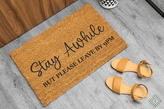 Personalized coir doormat handmade by Coco Matty.