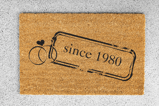 Personalized coir doormat handmade by Coco Matty.