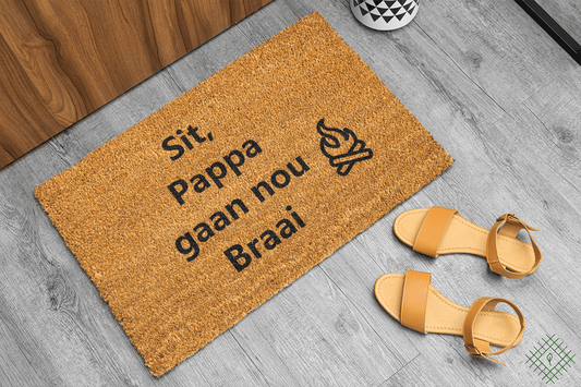 Personalized coir doormat handmade by Coco Matty.