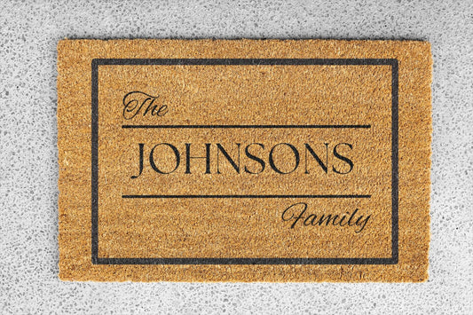 Personalized coir doormat handmade by Coco Matty.