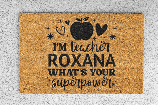 Personalized coir doormat handmade by Coco Matty.