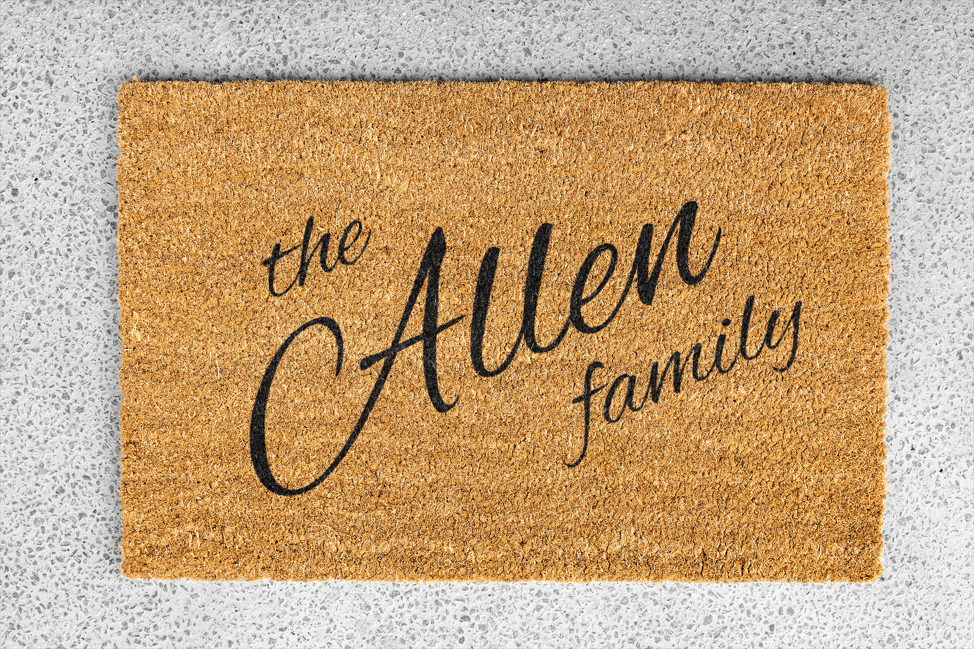 Personalized coir doormat handmade by Coco Matty.