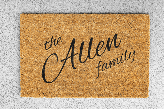 Personalized coir doormat handmade by Coco Matty.