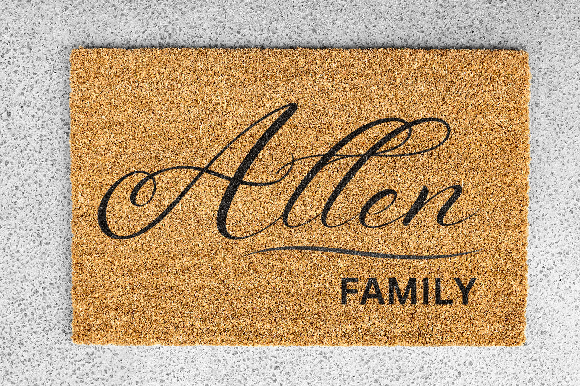 Personalized coir doormat handmade by Coco Matty.