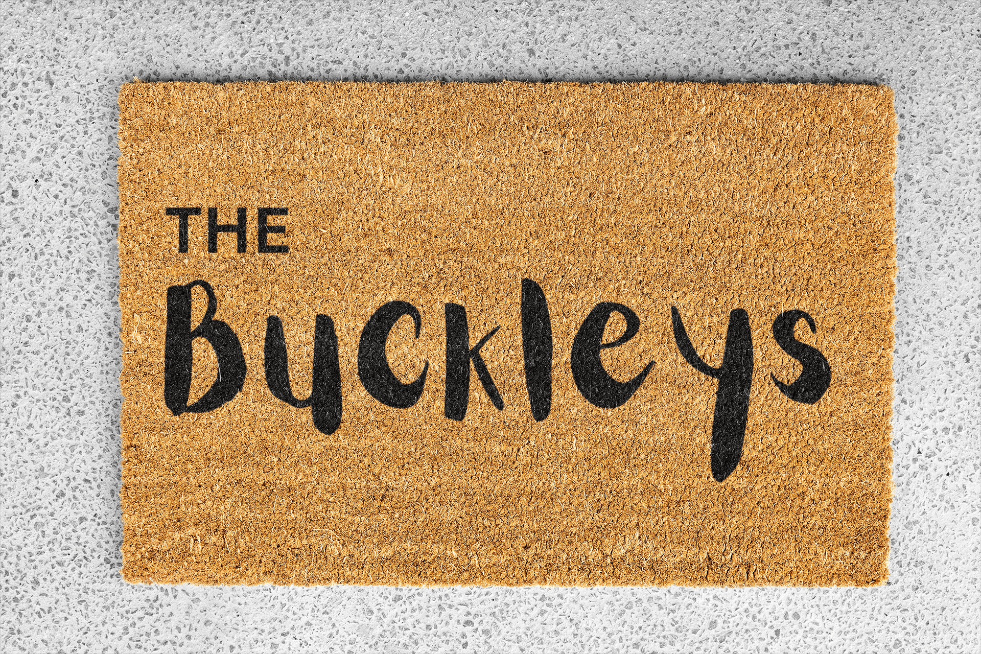 Personalized coir doormat handmade by Coco Matty.