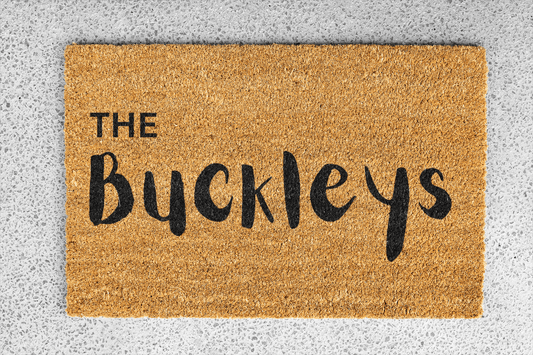 Personalized coir doormat handmade by Coco Matty.
