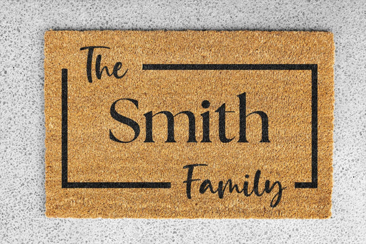 Personalised Family Name Doormat – “The [Surname] Family”