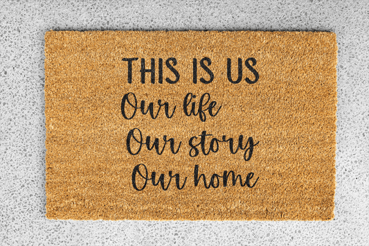 Personalized coir doormat handmade by Coco Matty.