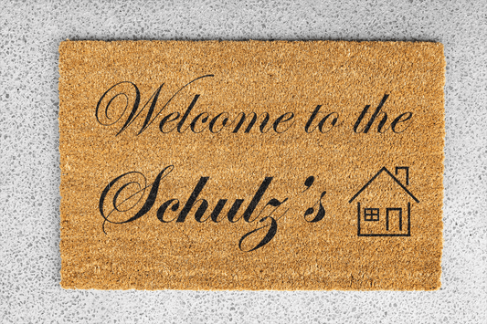 Personalized coir doormat handmade by Coco Matty.