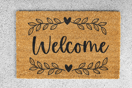 Personalized coir doormat handmade by Coco Matty.