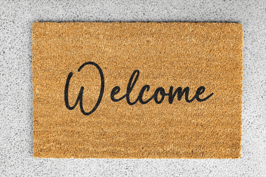 Personalized coir doormat handmade by Coco Matty.