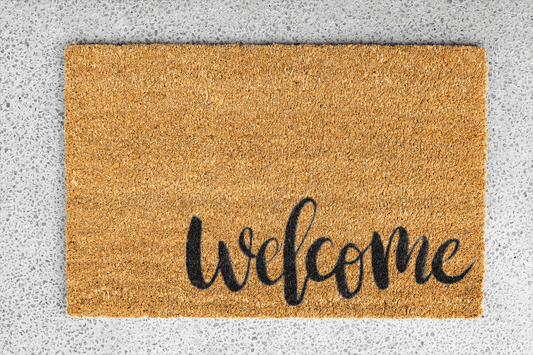 Personalized coir doormat handmade by Coco Matty.