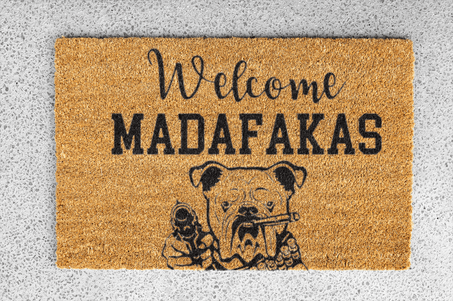 Personalized coir doormat handmade by Coco Matty.