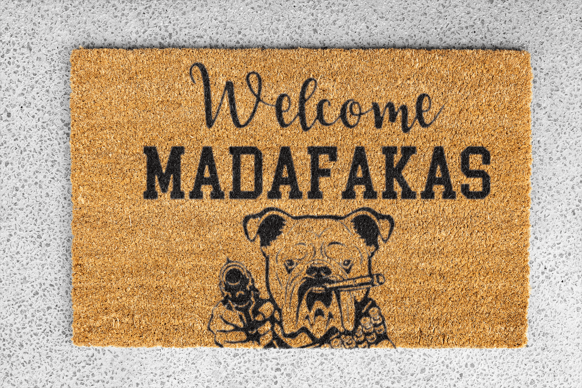 Personalized coir doormat handmade by Coco Matty.