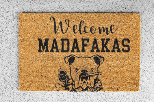Personalized coir doormat handmade by Coco Matty.