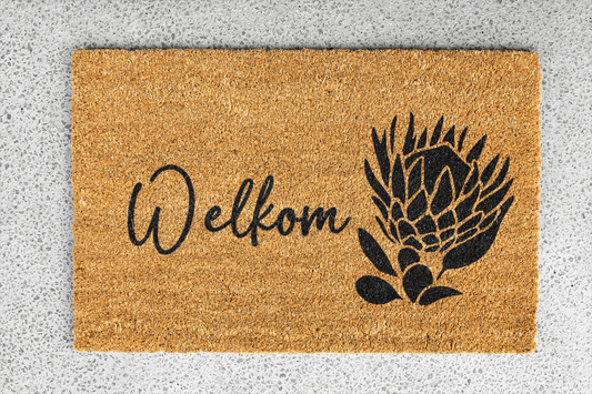 Personalized coir doormat handmade by Coco Matty.