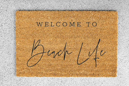 Personalized coir doormat handmade by Coco Matty.