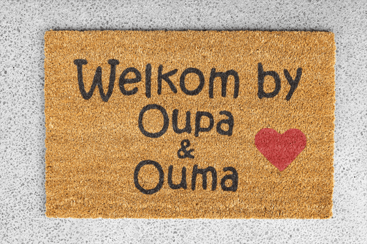 Personalized coir doormat handmade by Coco Matty.